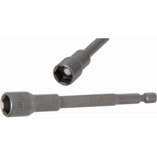 BGS technic Steckschlüssel-Einsatz Sechskant, extra lang | für Bohrmaschinen | Antrieb Außensechskant 6,3 mm (1/4") | SW 10 mm