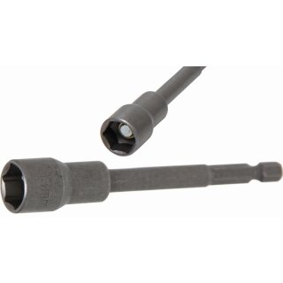 BGS technic Steckschlüssel-Einsatz Sechskant, extra lang | für Bohrmaschinen | Antrieb Außensechskant 6,3 mm (1/4") | SW 13 mm