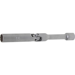 BGS technic Zündkerzen-Gelenkeinsatz Zwölfkant, extra lang | Antrieb Innenvierkant 10 mm (3/8") | SW 14 mm