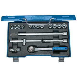 Gedore Steckschlüssel-Satz 3/8" 17-tlg 6-kant 6-19 mm