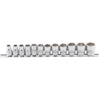 BGS technic Steckschlüssel-Einsatz-Satz, Sechskant | Antrieb Innenvierkant 10 mm (3/8") | SW 8 - 19 mm | 12-tlg.