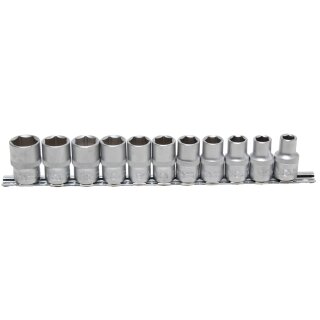 BGS technic Steckschlüssel-Einsatz-Satz, Sechskant | Antrieb Innenvierkant 12,5 mm (1/2") | SW 10 - 21 mm | 11-tlg.