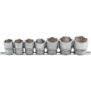 BGS technic Steckschlüssel-Einsatz-Satz, Sechskant | Antrieb Innenvierkant 12,5 mm (1/2") | SW 20 - 32 mm | 7-tlg.