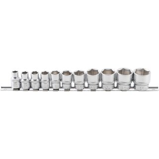 BGS technic Steckschlüssel-Einsatz-Satz, Sechskant | Antrieb Innenvierkant 10 mm (3/8") | SW 5/16" - 7/8" | 11-tlg.