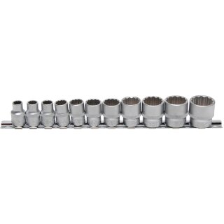 BGS technic Steckschlüssel-Einsatz-Satz, Zwölfkant | Antrieb Innenvierkant 10 mm (3/8") | Zollgrößen | 11-tlg.