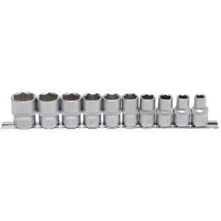 BGS technic Steckschlüssel-Einsatz-Satz, Sechskant | Antrieb Innenvierkant 12,5 mm (1/2") | Zollgrößen | 10-tlg.