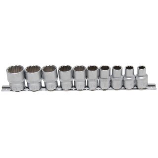BGS technic Steckschlüssel-Einsatz-Satz, Zwölfkant | Antrieb Innenvierkant 12,5 mm (1/2") | Zollgrößen | 10-tlg.