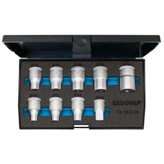 Gedore Steckschlüssel-Satz 1/2" 9-tlg Außen-TORX E10-E24