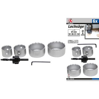 Kraftmann Lochsägen-Satz | Ø 32 - 54 mm | Tiefe 24 mm | 6-tlg.