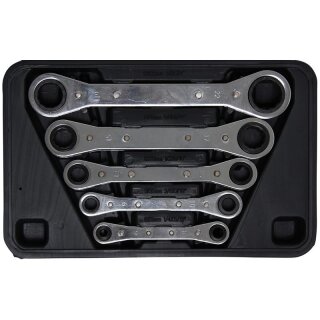 Kraftmann Ratschen-Ringschlüssel-Satz, gerade, umschaltbar | SW 6 x 8 - 19 x 22 mm | 5-tlg.