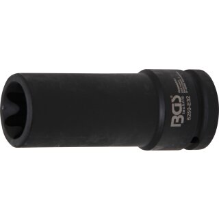 BGS technic Kraft-Steckschlüssel-Einsatz E-Profil, tief | Antrieb Innenvierkant 20 mm (3/4") | SW E32 mm