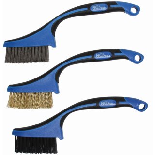 BGS technic Mini-Bürsten-Satz | Nylon, Messing, Edelstahl | 165 mm | 3-tlg.
