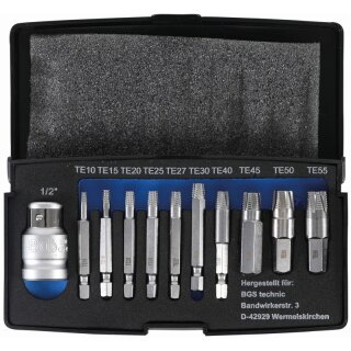 BGS technic Schraubenausdreher-Satz | für defektes T-Profil (für Torx) T10 - T55 | 11-tlg.