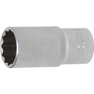 BGS technic Steckschlüssel-Einsatz Zwölfkant, tief | Antrieb Innenvierkant 12,5 mm (1/2") | SW 27 mm