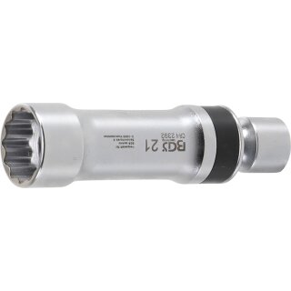 BGS technic Zündkerzen-Gelenkeinsatz Zwölfkant mit Haltefeder | Antrieb Innenvierkant 10 mm (3/8") | SW 21 mm