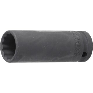 BGS technic Kraft-Steckschlüssel-Einsatz Zwölfkant, tief | Antrieb Innenvierkant 12,5 mm (1/2") | SW 21 mm