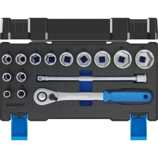 Gedore Steckschlüssel-Satz 1/2" 15-tlg 6-kant 10-32 mm