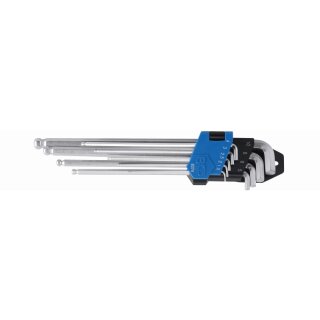 BGS technic Winkelschlüssel-Satz | extra lang + extra kurz | Innensechskant/Innensechskant mit Kugelkopf 1,5 - 10 mm | 9-tlg.