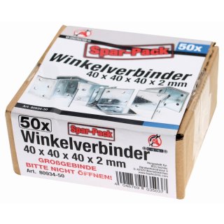 Kraftmann Winkelverbinder | 40 x 40 x 40 x 2 mm | Spar-Pack | 50 Stück