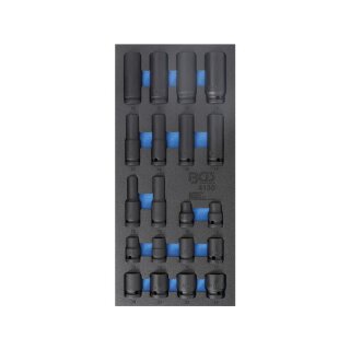 BGS technic Werkstattwageneinlage 1/3: Kraft-Steckschlüssel-Einsätze Sechskant | 12,5 mm (1/2") | 10 - 24 mm | 20-tlg.