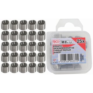 BGS technic Ersatz-Gewindeeinsätze | M8 x 1,0 mm | 25-tlg.