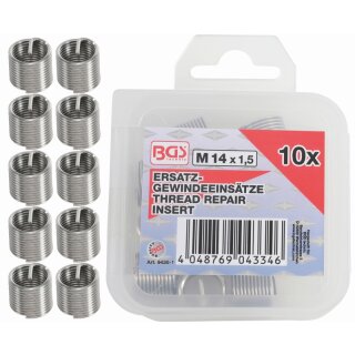 BGS technic Ersatz-Gewindeeinsätze | M14 x 1,5 mm | 10-tlg.