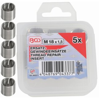 BGS technic Ersatz-Gewindeeinsätze | M18 x 1,5 mm | 5-tlg.