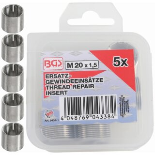BGS technic Ersatz-Gewindeeinsätze | M20 x 1,5 mm | 5-tlg.
