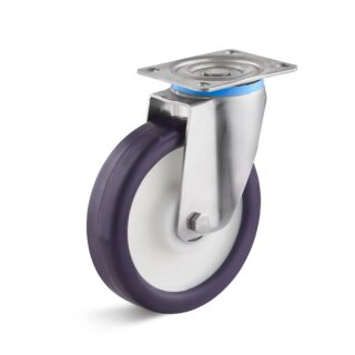 TORWEGGE-0029887 Edelstahl-Lenkrolle mit Polyurethanrad  L-MV-EPUK-160-K-3 Ø 160mm