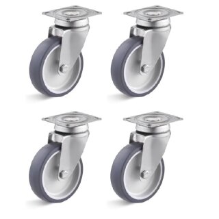 TORWEGGE-0029323 4er Set Apparate-Lenkrolle Edelstahl L-AV-TPGK-075-G-3 Ø 75mm