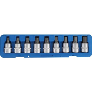 BGS technic Bit-Einsatz-Satz | Antrieb Innenvierkant 20 mm (3/4") | Innensechskant, T-Profil (für Torx) | 9-tlg.