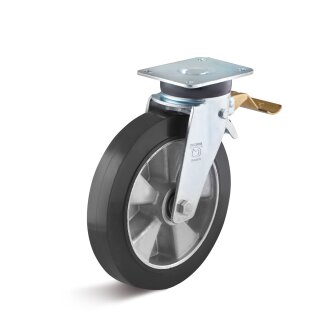 TORWEGGE-0023360 Elastik-Vollgummi-Lenkrolle mit Doppelstopp L-IM-EGA-250-K-3-DSV Ø 250mm