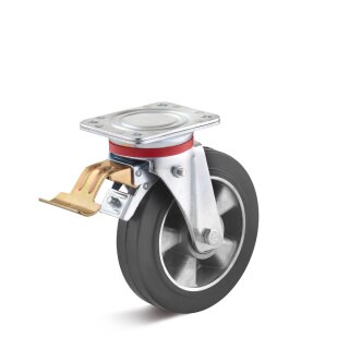 TORWEGGE-0023882 Schwerlast Elastik-Vollgummi-Lenkrolle mit Doppelstopp L-IG-EGA-200-K-3-DSV Ø 200mm
