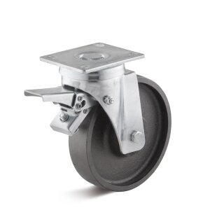 TORWEGGE-0018938 Grauguss-Lenkrolle mit Doppelstopp L-IH-GGK-125-K-3-DSV Ø 125mm