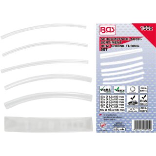 BGS technic Schrumpfschlauch-Sortiment | transparent | 150-tlg.