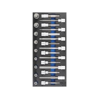 BGS technic Werkstattwageneinlage 1/3: Bit-Einsatz-Satz | Antrieb Innenvierkant 12,5 mm (1/2") | Innensechskant | 24-tlg.