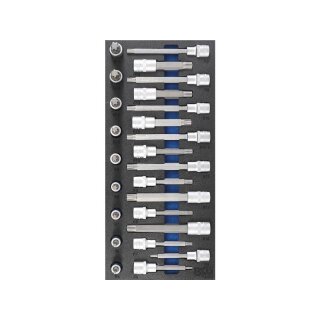 BGS technic Werkstattwageneinlage 1/3: Bit-Einsatz-Satz | Antrieb Innenvierkant 12,5 mm (1/2") | Keil-Profil (für RIBE) | 25-tlg.
