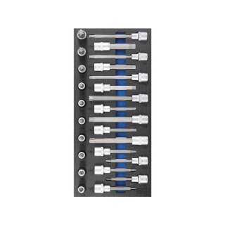 BGS technic Werkstattwageneinlage 1/3: Bit-Einsatz-Satz | Antrieb Innenvierkant 12,5 mm (1/2") | T-Profil (für Torx) | 26-tlg.