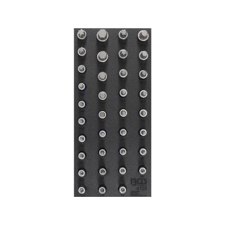 BGS technic Werkstattwageneinlage 1/3: Bit-Einsatz-Satz | Antrieb Innenvierkant 12,5 mm (1/2") | Innensechskant, T-Profil (für Torx), Innenvielzahn (für XZN), Keil-Profil (für RIBE) | 36-tlg.