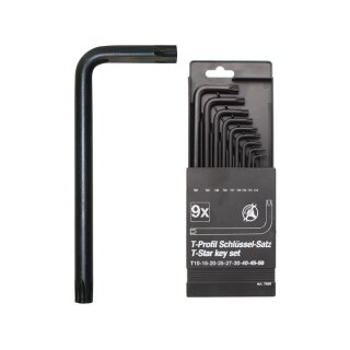 Kraftmann Winkelschlüssel-Satz | T-Profil (für Torx) T10 - T50 | 9-tlg.