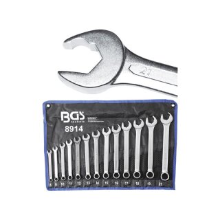 BGS technic Maul-Ringschlüssel-Satz | Maulseite mit Ratschenfunktion | SW 8 - 21 mm | 13-tlg.