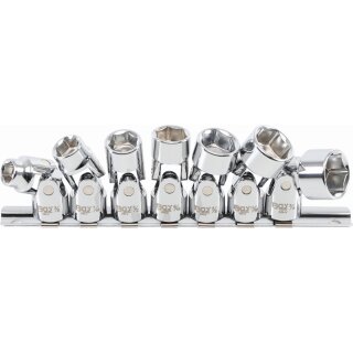 BGS technic Gelenk-Steckschlüssel-Satz, Sechskant | Antrieb Innenvierkant 10 mm (3/8") | SW 3/8" - 3/4" mm | Zollgrößen | 7-tlg.