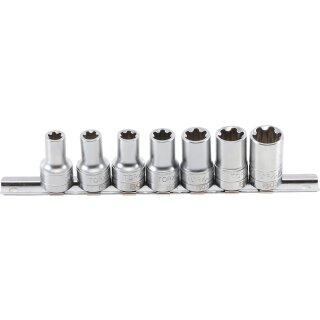 BGS technic Steckschlüssel-Einsatz-Satz T-Profil Plus (für Torx Plus) | Antrieb Innenvierkant 10 mm (3/8") | SW 10EP - 20EP | 7-tlg.