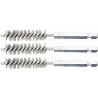 BGS technic Stahlbürste | 12 mm | Antrieb Außensechskant 6,3 mm (1/4") | 3-tlg.