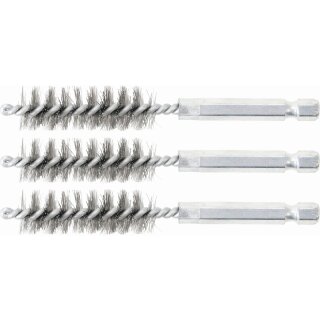 BGS technic Stahlbürste | 14 mm | Antrieb Außensechskant 6,3 mm (1/4") | 3-tlg.