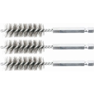 BGS technic Stahlbürste | 15 mm | Antrieb Außensechskant 6,3 mm (1/4") | 3-tlg.