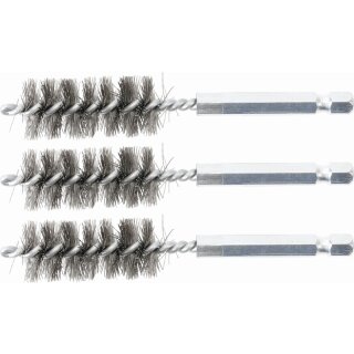 BGS technic Stahlbürste | 17 mm | Antrieb Außensechskant 6,3 mm (1/4") | 3-tlg.