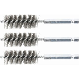 BGS technic Stahlbürste | 18 mm | Antrieb Außensechskant 6,3 mm (1/4") | 3-tlg.