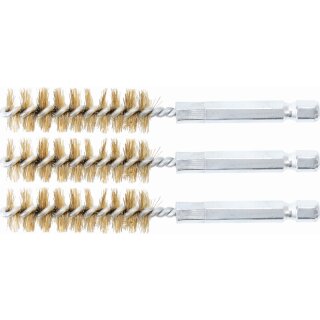 BGS technic Messingbürste | 14 mm | Antrieb Außensechskant 6,3 mm (1/4") | 3-tlg.