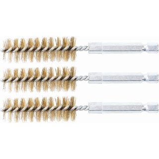 BGS technic Messingbürste | 16 mm | Antrieb Außensechskant 6,3 mm (1/4") | 3-tlg.